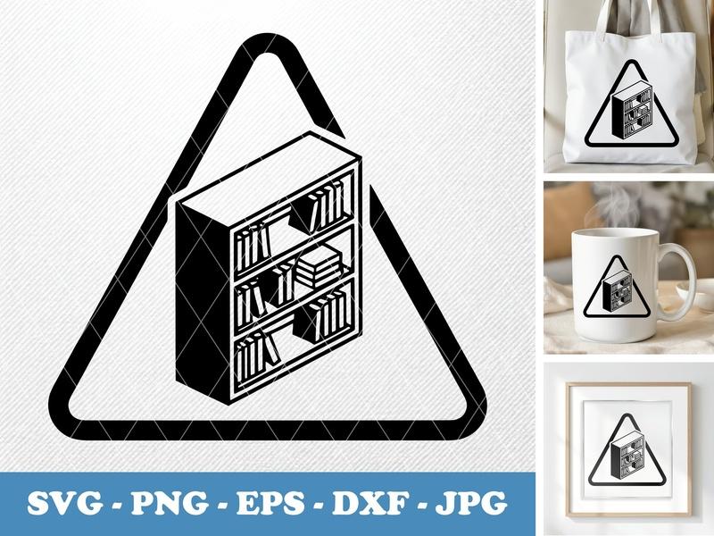 Bookshelf isometric angle SVG, PNG, EPS, DXF | Minimal Bookshelf Design for Cricut, Silhouette | Bold Frame Clipart