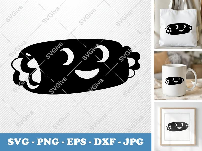 Breakfast Burrito SVG, Cute Kawaii Burrito Face Clipart, Modern Food Design PNG EPS DXF for Cricut & Silhouette