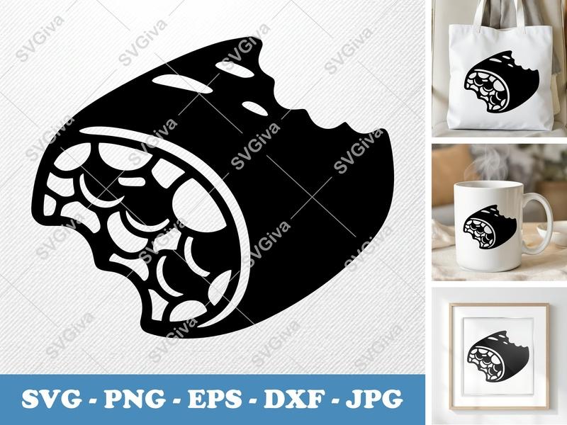 Breakfast Burrito SVG | Modern Clean Design, Bitten Food | PNG EPS DXF for Cricut & Silhouette | Kitchen Clipart