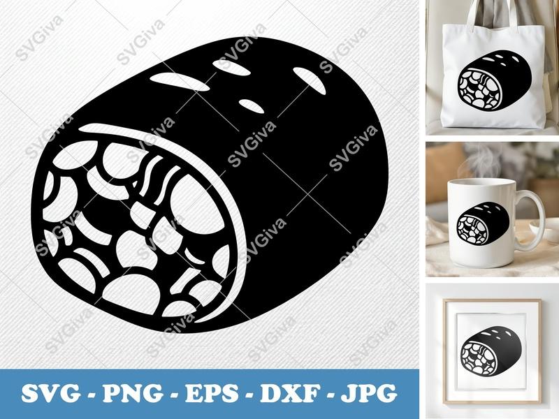 Breakfast Burrito SVG, Modern Clean Food Icon, Cut File for Cricut & Silhouette | PNG EPS DXF Vector Clipart