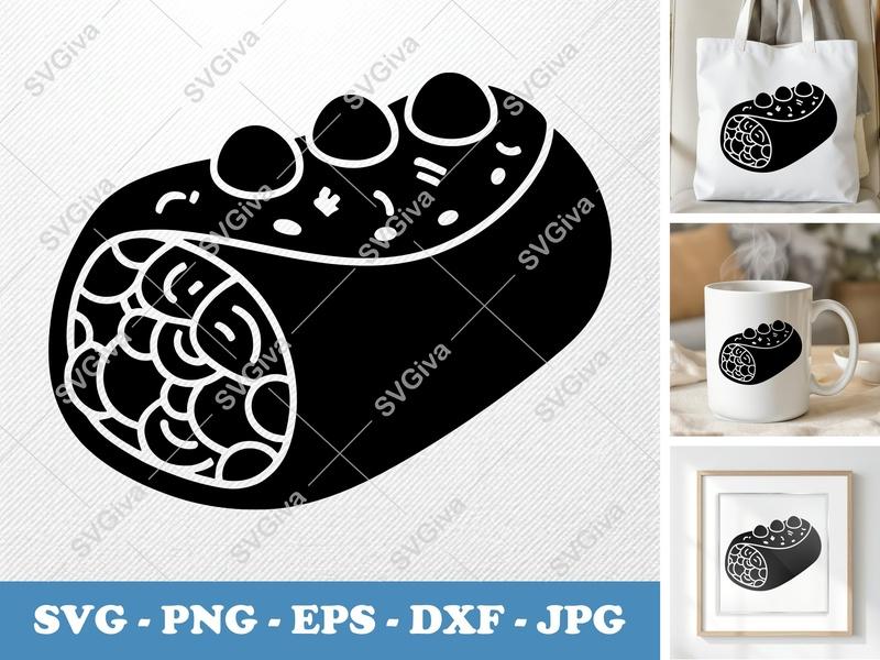 Breakfast Burrito SVG | Modern Icon Design, Food Clip Art, Meal Cut File | PNG EPS DXF for Cricut Silhouette