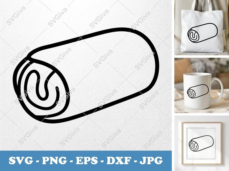 Breakfast Burrito SVG | Modern Line Art Cut File | Food PNG EPS DXF | Cricut Silhouette Design | Minimalist Brunch Clipart