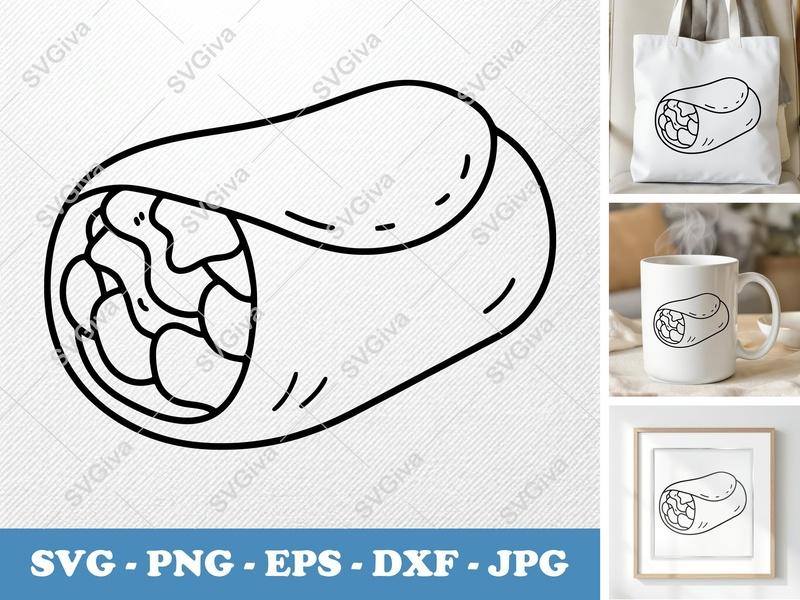 Breakfast Burrito SVG | Puffy Soft Forms | Inflated Pillow-Soft Design | PNG DXF EPS | Cricut Silhouette File
