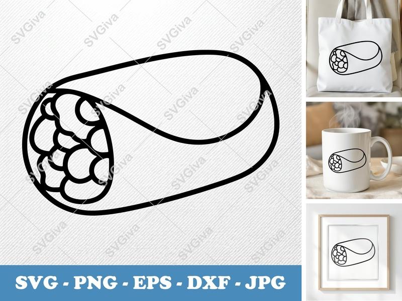 Breakfast Burrito SVG | Puffy Soft Forms | No Sharp Corners | PNG DXF EPS | Cricut Silhouette File