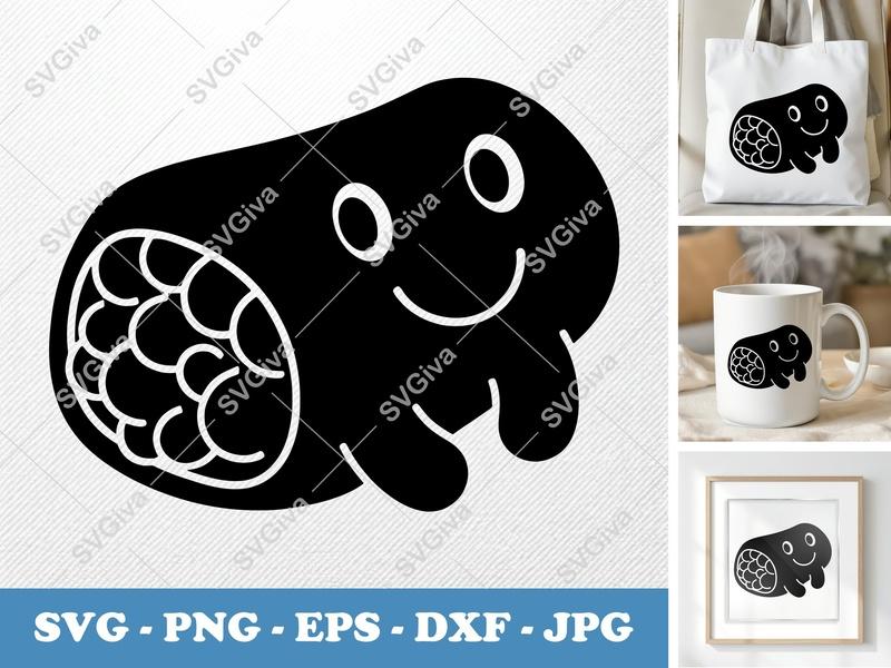 Breakfast Burrito SVG | Puffy Soft Smiling Face | Inflated Pillow Forms | PNG, DXF, EPS | Cricut Silhouette Cut File
