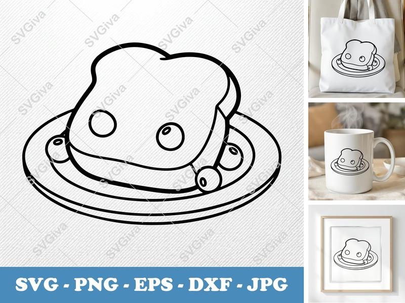 Breakfast Delight: French Toast Plate SVG, PNG, DXF, EPS | Digital Cut File for Cricut & Silhouette