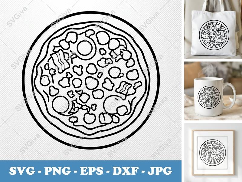 Breakfast Pizza SVG | Friendly Bean-Shaped Design | PNG DXF EPS | Cricut Silhouette File