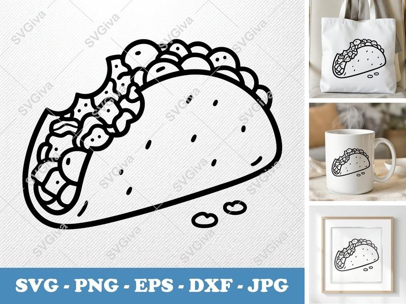 Breakfast Taco Partially Eaten SVG | Puffy Soft Forms | PNG DXF EPS | Cricut Silhouette Kitchen