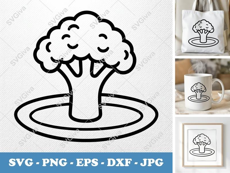 Broccoli SVG, Modern Clean Vegetable Outline, PNG EPS DXF | Cricut & Silhouette Cut File, Healthy Food Clipart