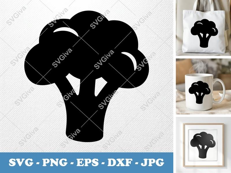 Broccoli SVG | Modern Vegetable Clipart | Healthy Food PNG EPS DXF for Cricut, Silhouette | Kitchen Decal Cut File
