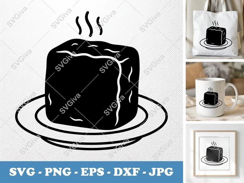 Brownie fresh SVG | Dessert Cut File PNG DXF EPS Cricut Silhouette Kitchen Bake Treat
