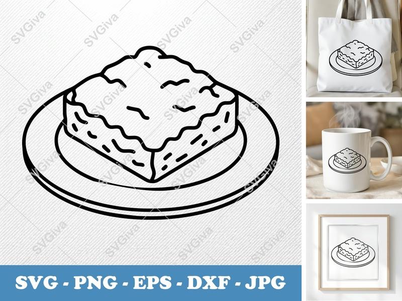 Brownie on a plate SVG PNG DXF EPS | Cricut Silhouette Cut File | Dessert Snack Food Vector Clipart