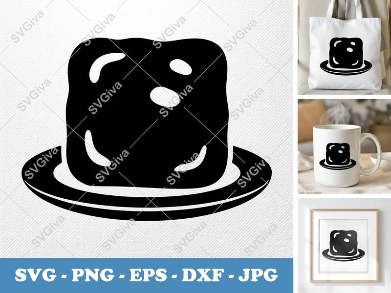 Brownie on a Plate SVG PNG DXF EPS | Dessert Cut File for Cricut Silhouette | Sweet Treat Food Vector