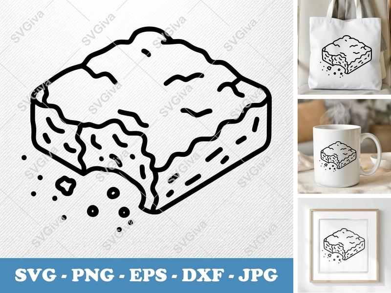 Brownie Partially Eaten SVG PNG DXF EPS | Dessert Food Cut File Cricut Silhouette