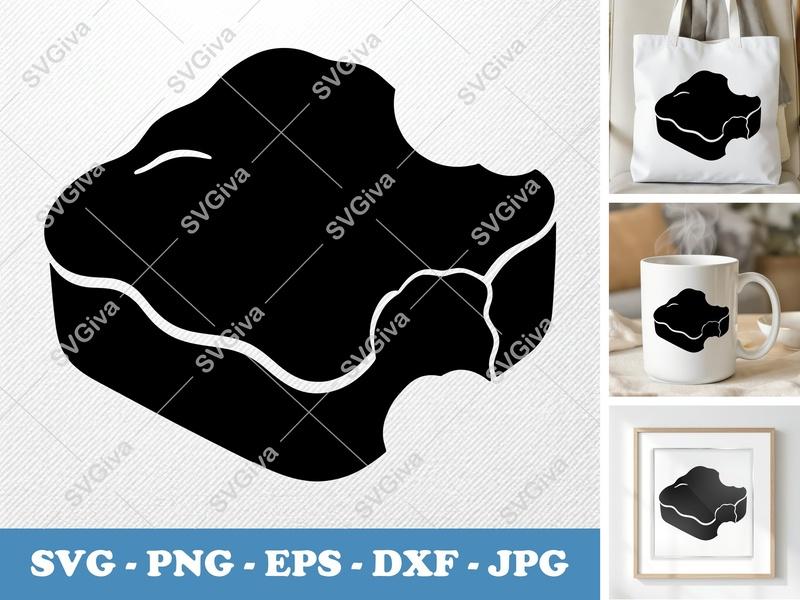 Brownie SVG, Bitten Brownie Cut File, Dessert Food Clip Art, Modern Clean Design | PNG EPS DXF for Cricut Silhouette