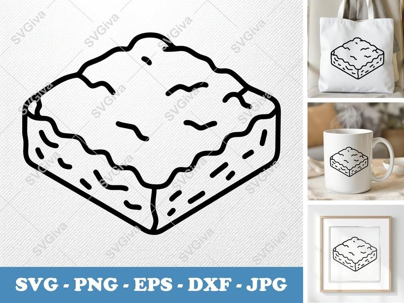 Brownie SVG | Dessert Food Cut File EPS PNG DXF for Cricut Silhouette