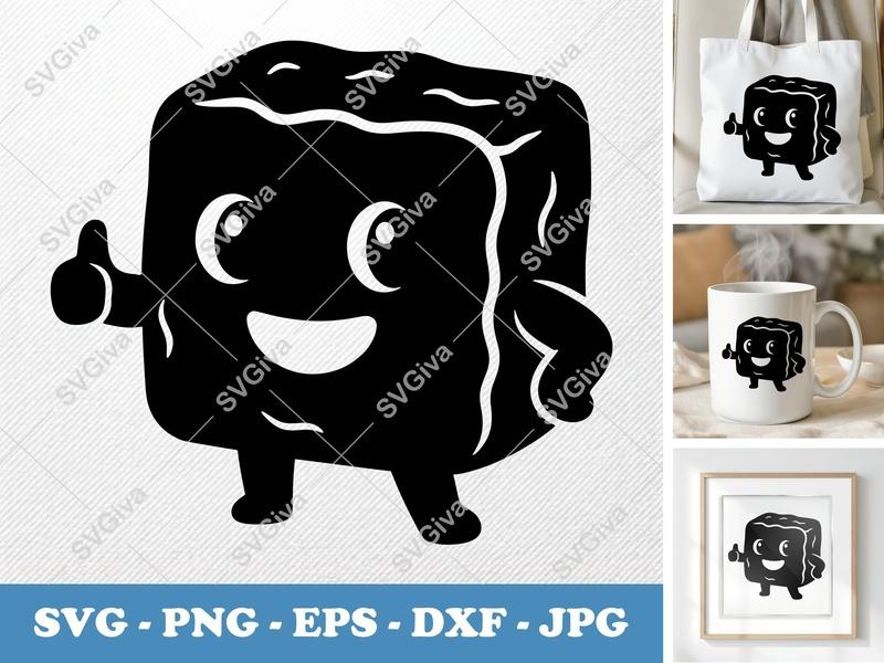 Brownie SVG | Friendly Bean Shaped Brownie Cut File EPS PNG DXF Cricut Silhouette