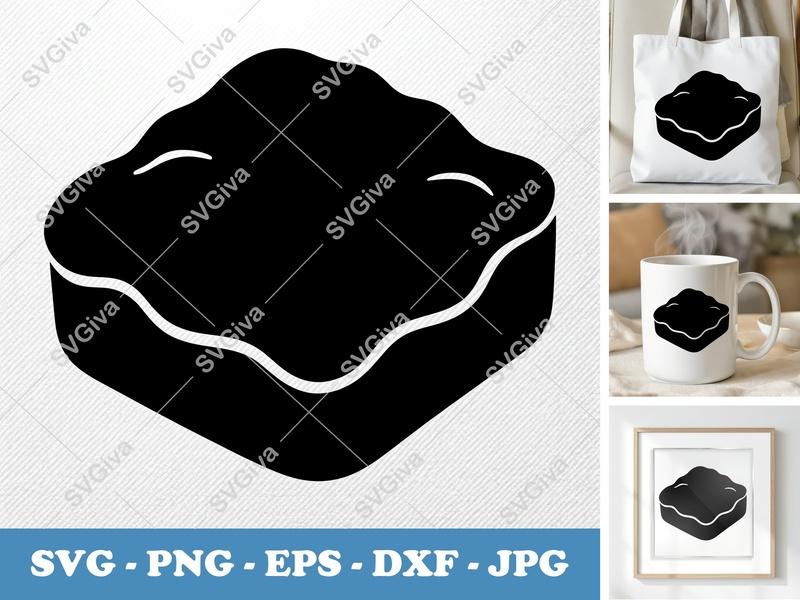 Brownie SVG | Modern Clean Design | Dessert Foodie Cut File for Cricut, Silhouette | PNG EPS DXF Vector