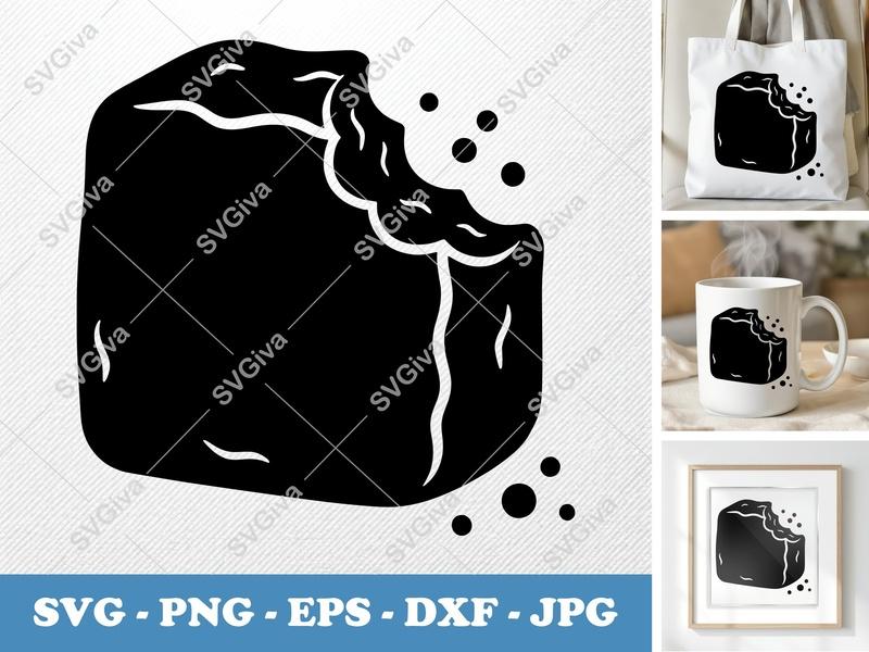 Brownie SVG, PNG, DXF, EPS File for Cricut Silhouette | Bitten Dessert Cut File