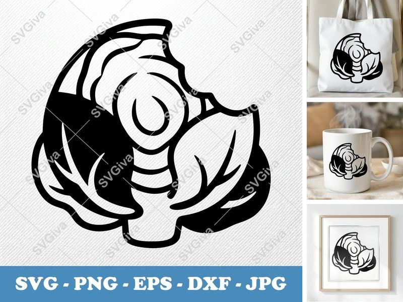 Brussels Sprouts SVG Cut File | Modern Vegetable Design PNG EPS DXF | Cricut Silhouette Kitchen Decor