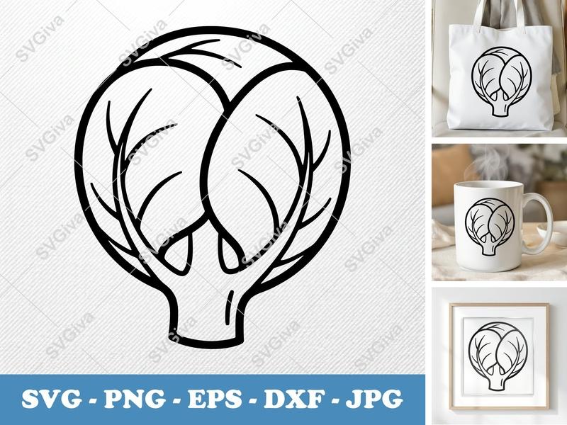 Brussels Sprouts SVG | Friendly Rounded Bean-Shaped Design | PNG, DXF, EPS Files for Cricut, Silhouette