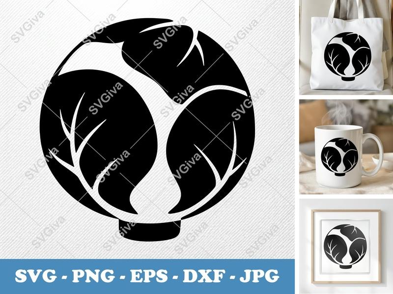 Brussels Sprouts SVG, Modern Clean Vegetable Cut File, PNG EPS DXF, Cricut Silhouette Design, Kitchen Food Clipart