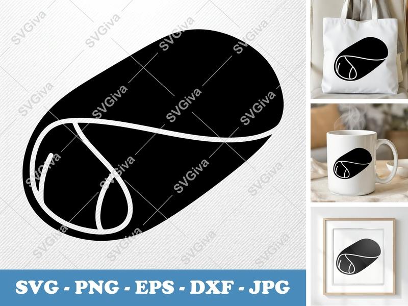 Burrito SVG, Puffy Pillow-Soft Shapes, PNG DXF EPS, Cricut Silhouette Cut File, Food Lover Design