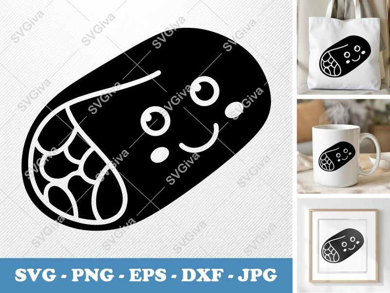 Burrito with Smiling Face SVG | Puffy Soft Shapes | PNG DXF EPS | Cricut Silhouette File