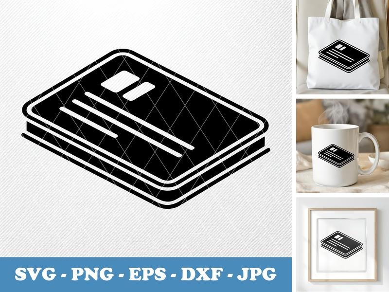Business Card isometric angle SVG, Black Card Stack, Logo Clip Art, PNG EPS DXF for Cricut, Silhouette, Business Icon