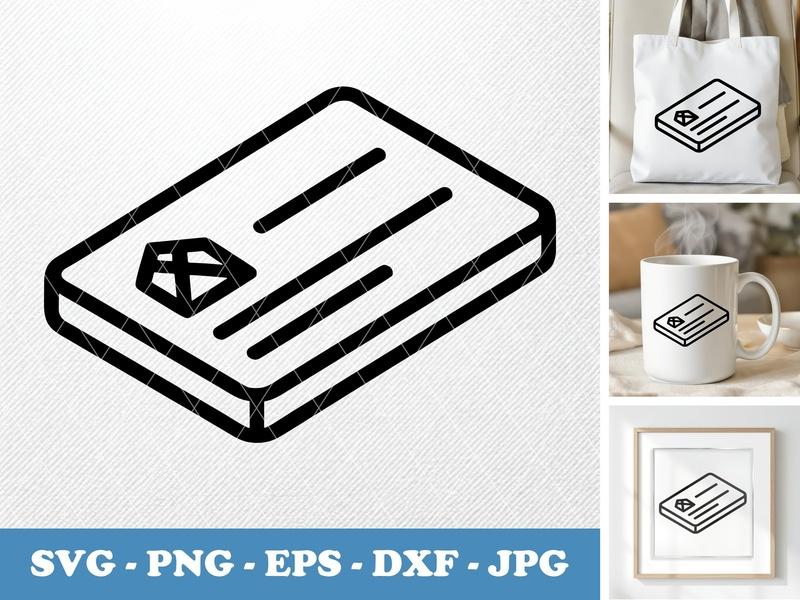Business Card isometric angle SVG, Double Outline Design, Diamond Icon | PNG EPS DXF for Cricut Silhouette