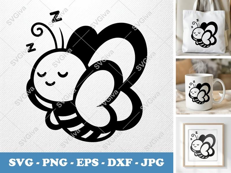 Butterfly Sleeping SVG | Puffy Cartoon Style | PNG DXF EPS | Cricut Silhouette File