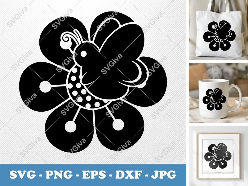 Butterfly with Flower SVG | Puffy Soft Shapes | Inflated Pillow Art | PNG DXF EPS | Cricut Silhouette File