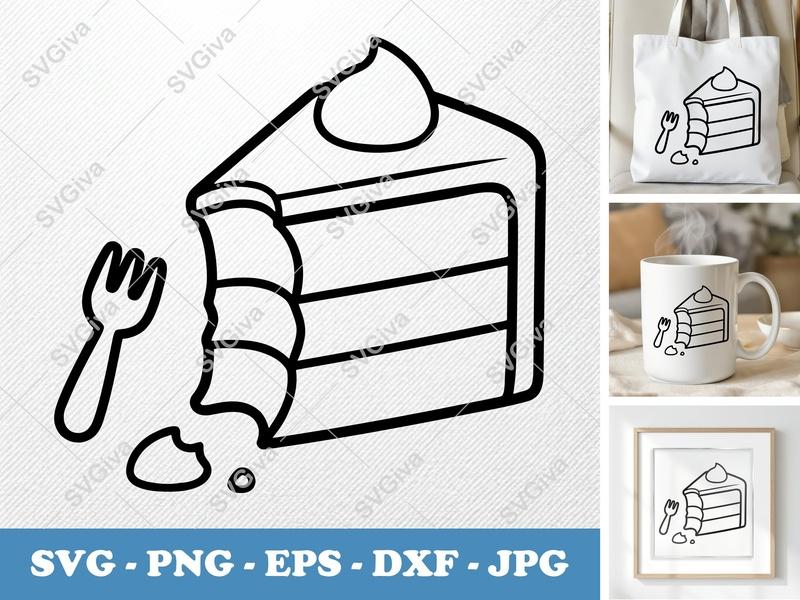 Cake Slice Partially Eaten SVG | Puffy Soft Forms | PNG DXF EPS | Cricut Silhouette Cut File | Dessert Lover Gift