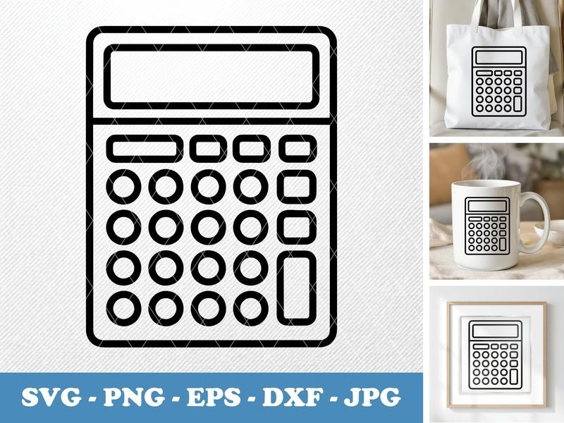 Calculator classic svg icon | Minimal Line Art, Bold Outline | SVG PNG EPS DXF | Cricut Silhouette File