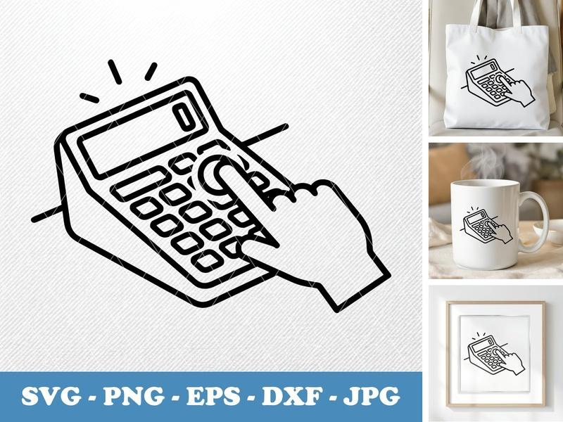 Calculator in active use SVG | Hand Pressing Button, Accounting Icon, PNG EPS DXF for Cricut, Silhouette