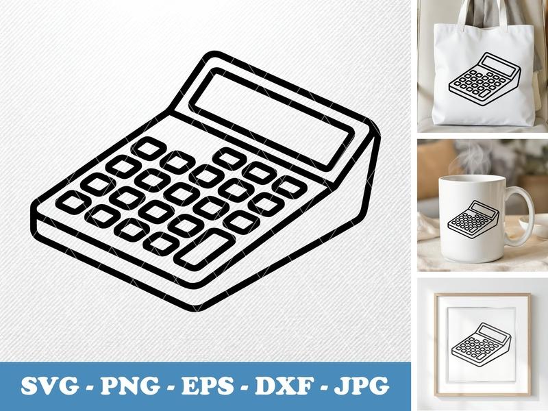 Calculator isometric angle SVG | Minimal Line Art, Office Icon, Cricut, Silhouette | PNG, EPS, DXF Cut File