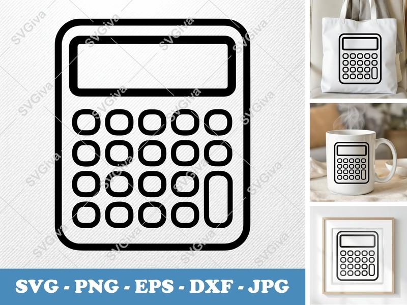 Calculator SVG, Modern Clean Line Art, Icon PNG EPS DXF | Cricut, Silhouette Cut File, Math Clipart