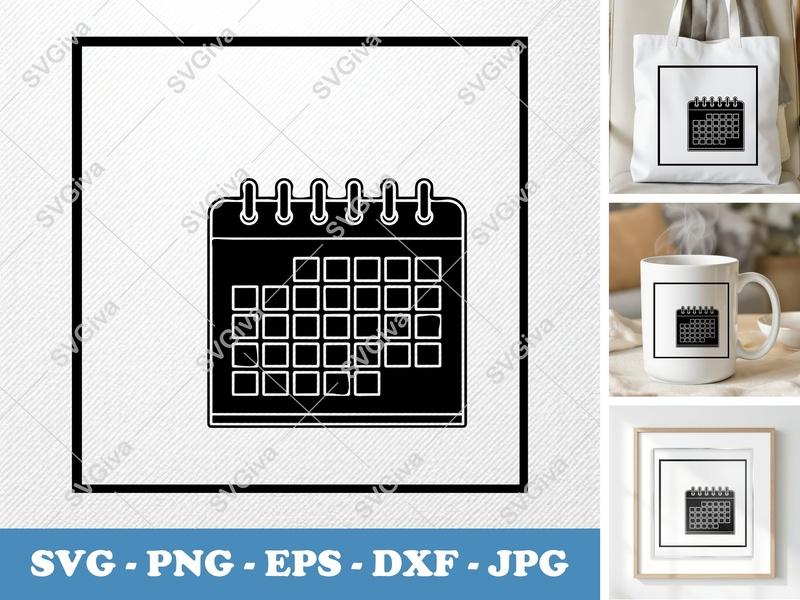 Calendar SVG | Modern Minimalist Design, Planner Icon, Schedule Clipart | PNG EPS DXF for Cricut Silhouette