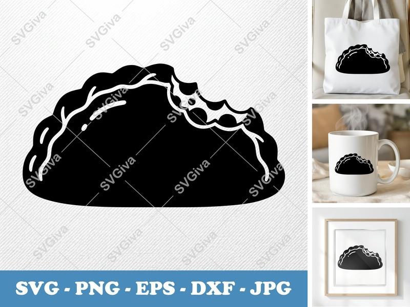 Calzone SVG, Modern Bite Taken Calzone, PNG EPS DXF, Cricut Silhouette Cut File, Pizza Food Vector