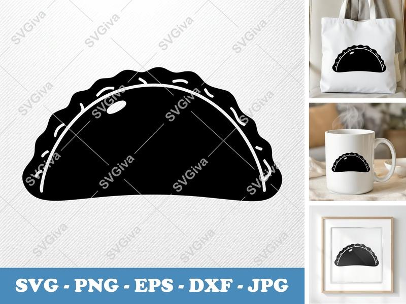 Calzone SVG | Modern Clean Design | Food Clipart, Pizza Pie | PNG, EPS, DXF for Cricut & Silhouette Machines