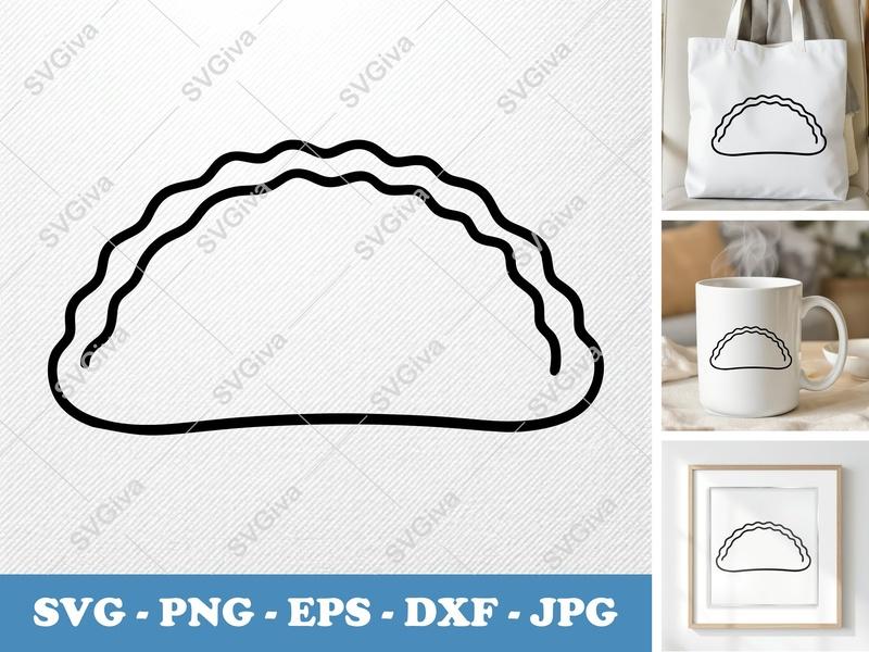 Calzone SVG | Modern Clean Design, Food Outline, PNG EPS DXF | Cricut Silhouette Cut File