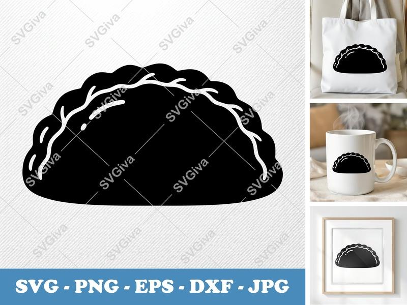 Calzone SVG | Modern Clean Design, Food Outline PNG, EPS, DXF | Cricut & Silhouette Cut File | Italian Pizza Pocket