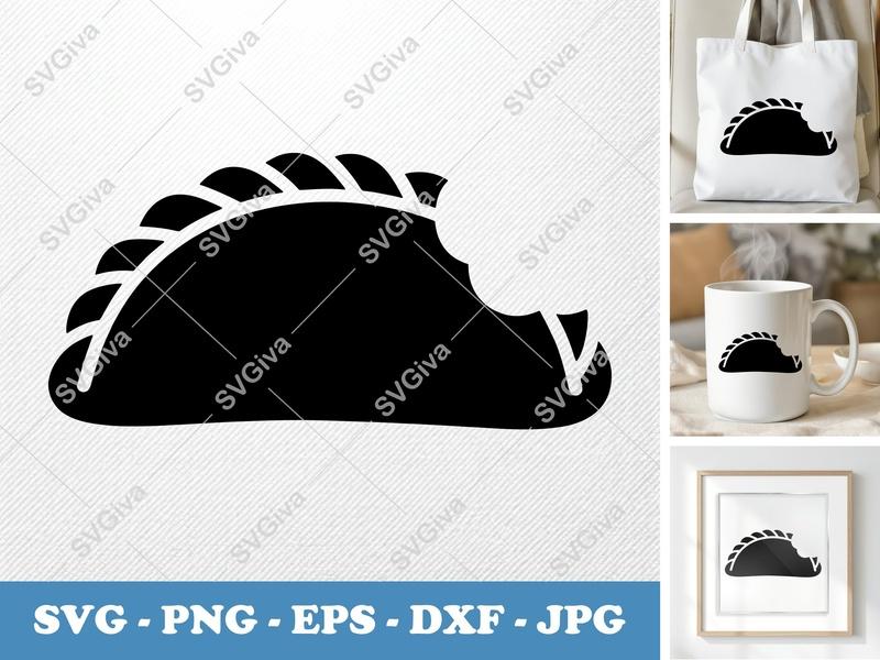 Calzone SVG, Modern Clean Food Cut File, Half Eaten Calzone, PNG EPS DXF for Cricut & Silhouette, Bakery Clipart