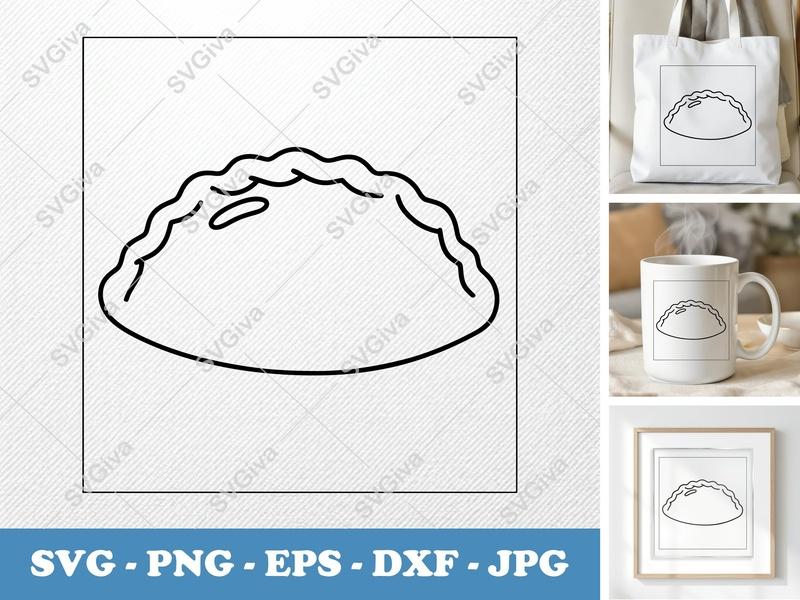 Calzone SVG | Modern Clean Food Outline | PNG EPS DXF | Cricut Silhouette Cut File | Italian Pizza Pocket Design