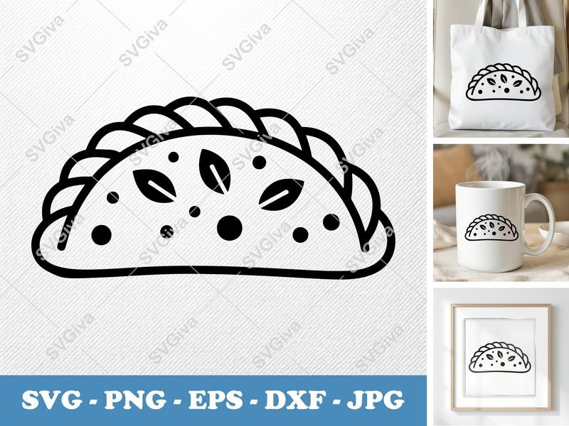 Calzone SVG with Garnish | Puffy Pillow Soft Shapes | PNG DXF EPS | Cricut Silhouette Food Kitchen Cut File