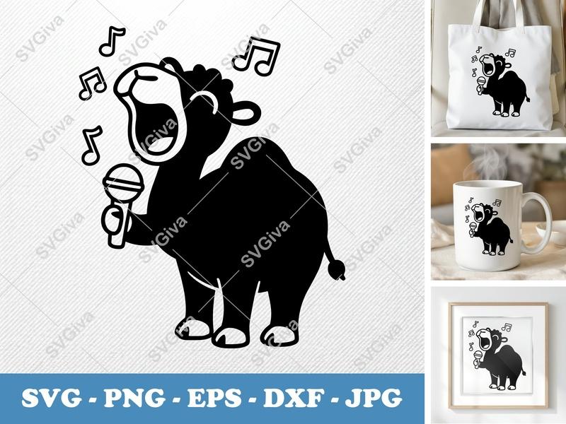 Camel Singing SVG | Karaoke Animal PNG DXF EPS Cut File for Cricut Silhouette