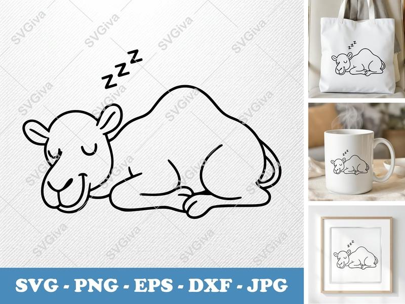 Camel Sleeping SVG | Desert Animal Cut File PNG DXF EPS Cricut Silhouette