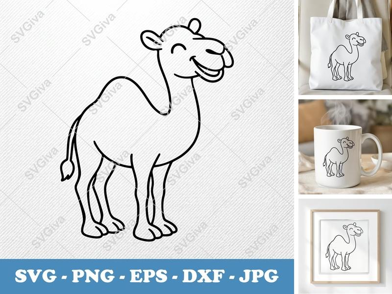 Camel Smiling Happily SVG PNG DXF EPS | Desert Animal Cut File for Cricut Silhouette Projects