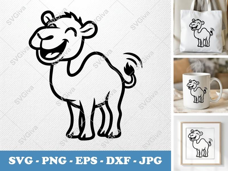 Camel SVG, Funny Desert Animal Clipart, Happy Cute Cartoon Camel PNG EPS DXF | Cricut Silhouette Cut File