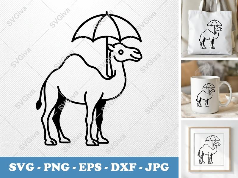 Camel SVG | Umbrella Modern Clean Design | PNG EPS DXF | Cricut Silhouette File | Animal Clip Art Vector
